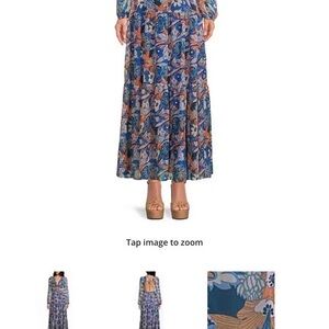 Gianni Bini Floral Blue Maxi Skirt